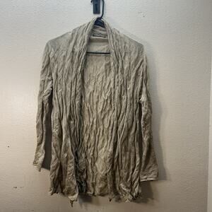 Aida Barni‎ Cardigan Linen Silk Blend Quiet Luxury Minimalist Crinkle Gauze SZ S